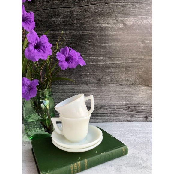 Vintage White Milk Glass Espresso Sets, Demitasse - Picture 10 of 12